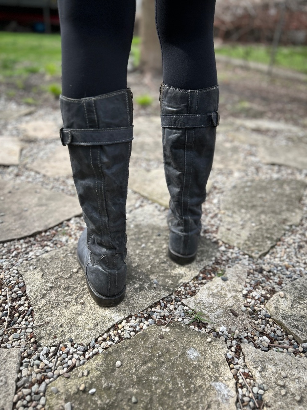 Navy Leather Riding Boots - Picture 4 of 11